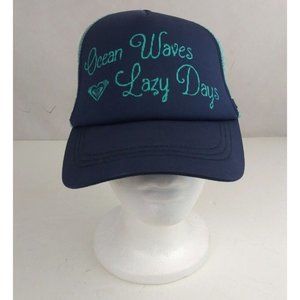 Ocean Waves Lazy Days Women's Mesh Back Embroidered Snapback Baseball Cap